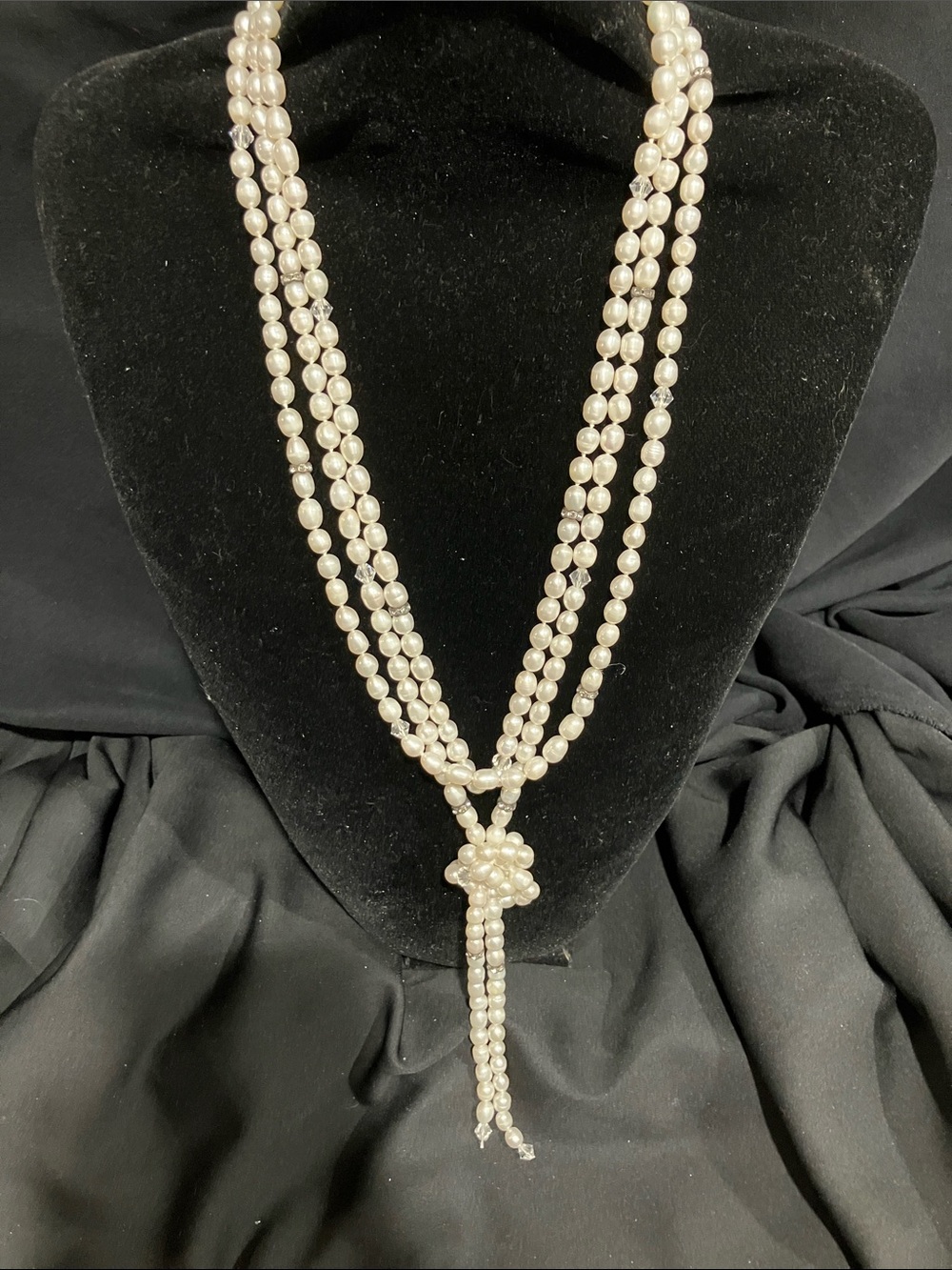 Classic Pearl Multi-Strand Knot Necklace - White